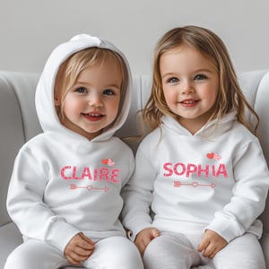 Personalized Toddler Heart Arrow Hoodie Custom Name Kids Heart Sweatshirt Custom Girls Valentine Clothes Daddy Mommy&#39;s Little Valentine