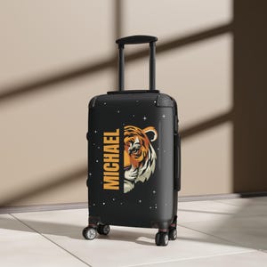 Tijger aangepaste handbagage met monogram voor mannen aangepaste koffer Gepersonaliseerde koffer voor mannen jongens aangepaste handbagage reiscadeau tijger