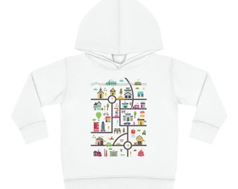 Busy Town Toddler Pullover Fleece Hoodie Tracks and Vehicles Hoodie For Kids