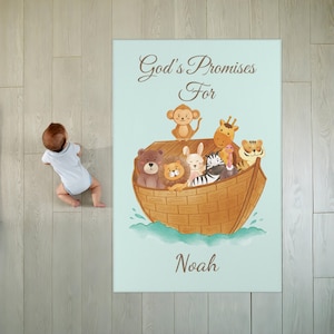 Noahs Arche Kinderteppich: Gottes Verheißungen Taufteppich, Baby Hingabe Kindermatte Taufgeschenk