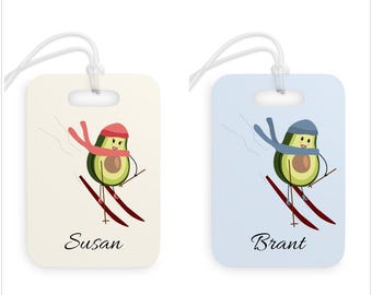 Personalized Ski Luggage Tag For Lovers Couples Ski Bag Tag, Gifts for Skiers, Gifts for Ski Lovers, Skiing Gifts, Ski Trip Gift Kids Skier