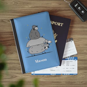 Copertina per passaporto personalizzata per bambini piccoli, copertina per passaporto per bambini, copertina per passaporto per neonati, regalo per neonati, animali da fattoria, pecore