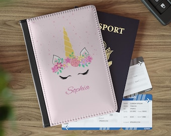Personalized First Passport Cover 1st Passport Holder Kids Passport Cover Baby Passport Holder First Holiday New Baby Gifts Floral Unicorn