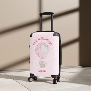Gepersonaliseerde kinderkoffer meisje bloemen olifant heteluchtballon peuter koffer naam cadeau voor kinderen roze koffer koffer voor baby meisje