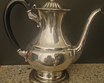 Antique Coffee Pot EP Brass Silver Viking Plate Lead Mounts
