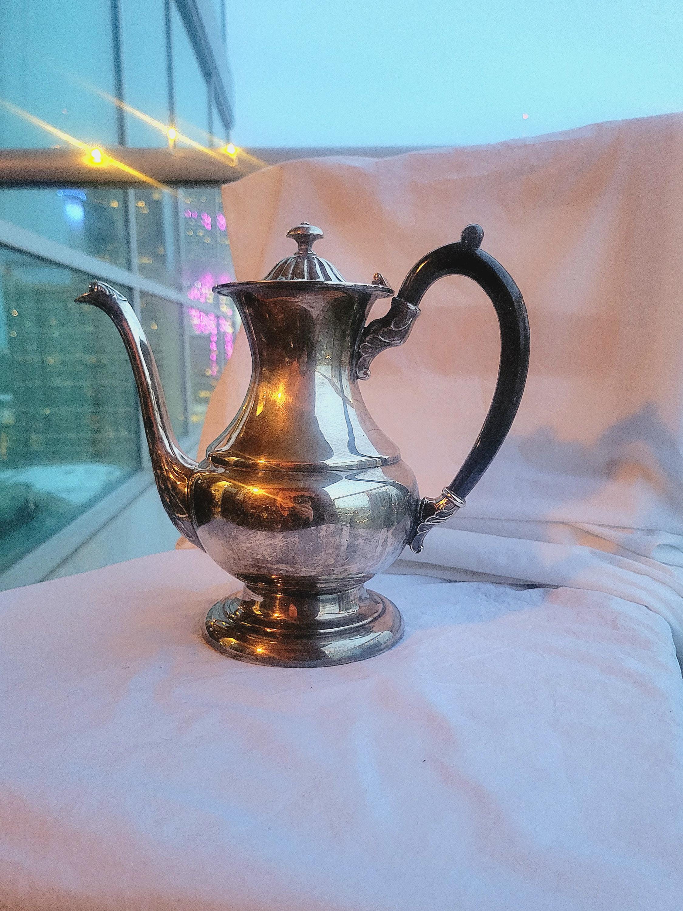 Antique Coffee Pot EP Brass Silver Viking Plate Lead Mounts - Etsy