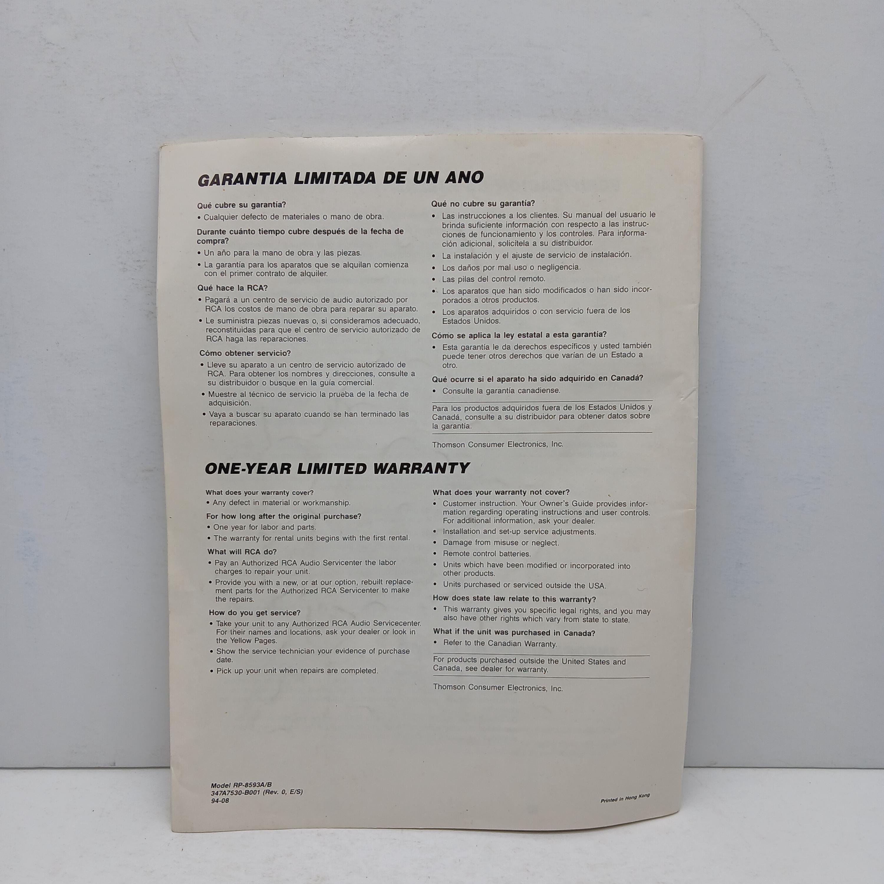 Rca Rp 8593 RCA High Fidelity Stereo System Manual Model RP 8593 - Etsy
