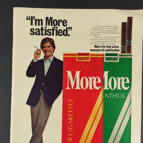 Vintage 1979 More Cigarettes Print Ad 120mm I'm More Satisfied