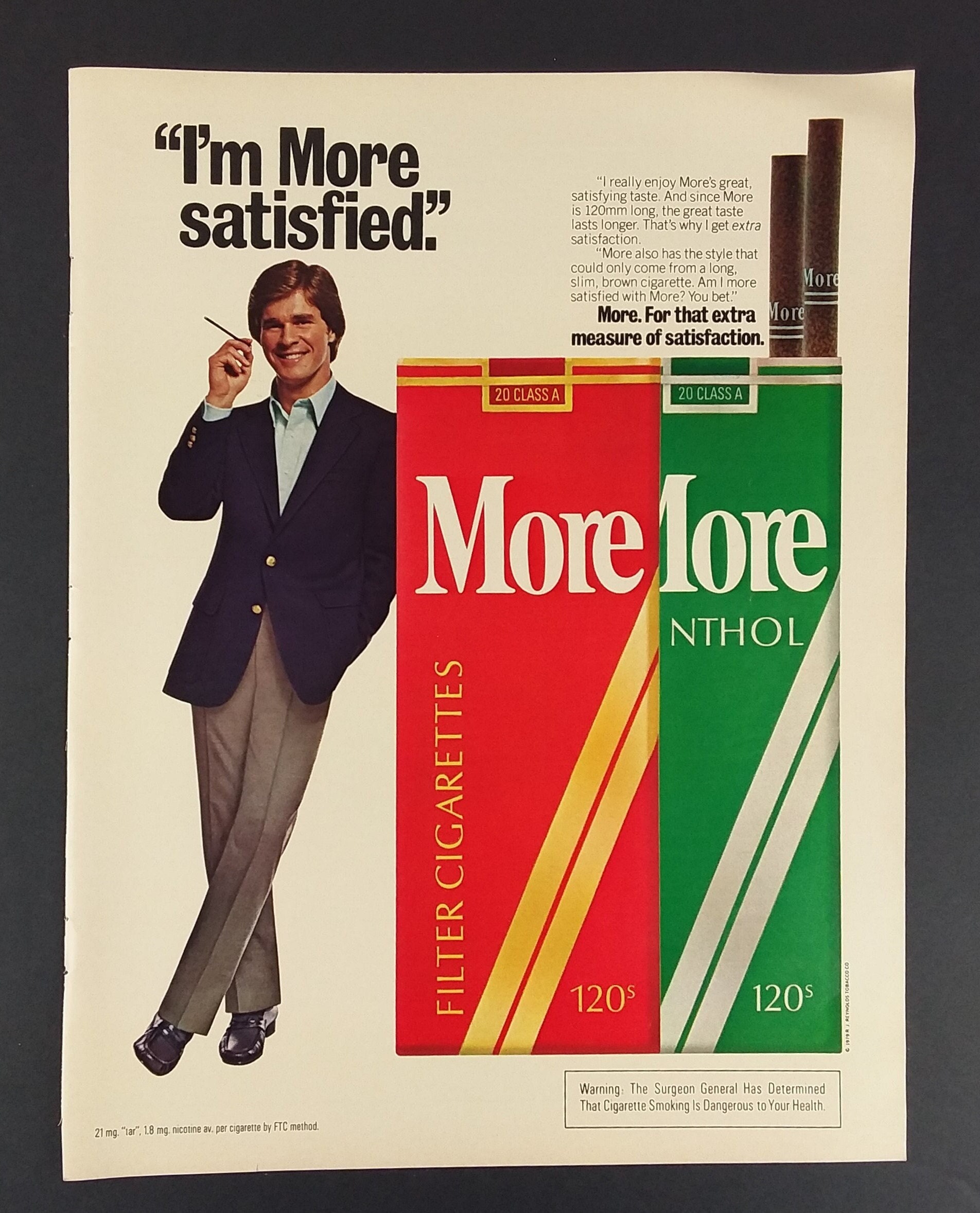 more cigarettes buy online Vintage 1979 More Cigarettes Print Ad 120mm I'm More Satisfied