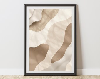 Abstract Waves Poster: Organic Shapes, Earthy Tone Wall Art – Minimalist Beige Print