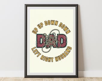 Dad Konami Code Poster | Retro Gamer Husband Wall Art (Vintage Print)