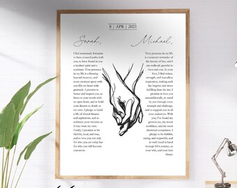 Minimalist Vows Wall Art, Custom Wedding Vows Gift, Template Anniversary Gift, Vows Print, Modern Love Decoration Artwork | Digital Download