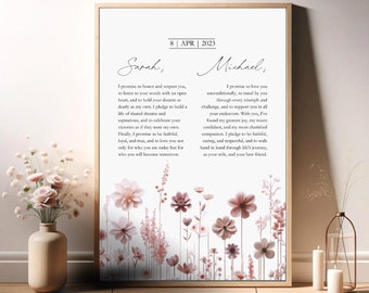 Wedding Vows Wall Art, Anniversary Ideas, Wedding Anniversary Gift For Him or Her | Digital Download, Printable