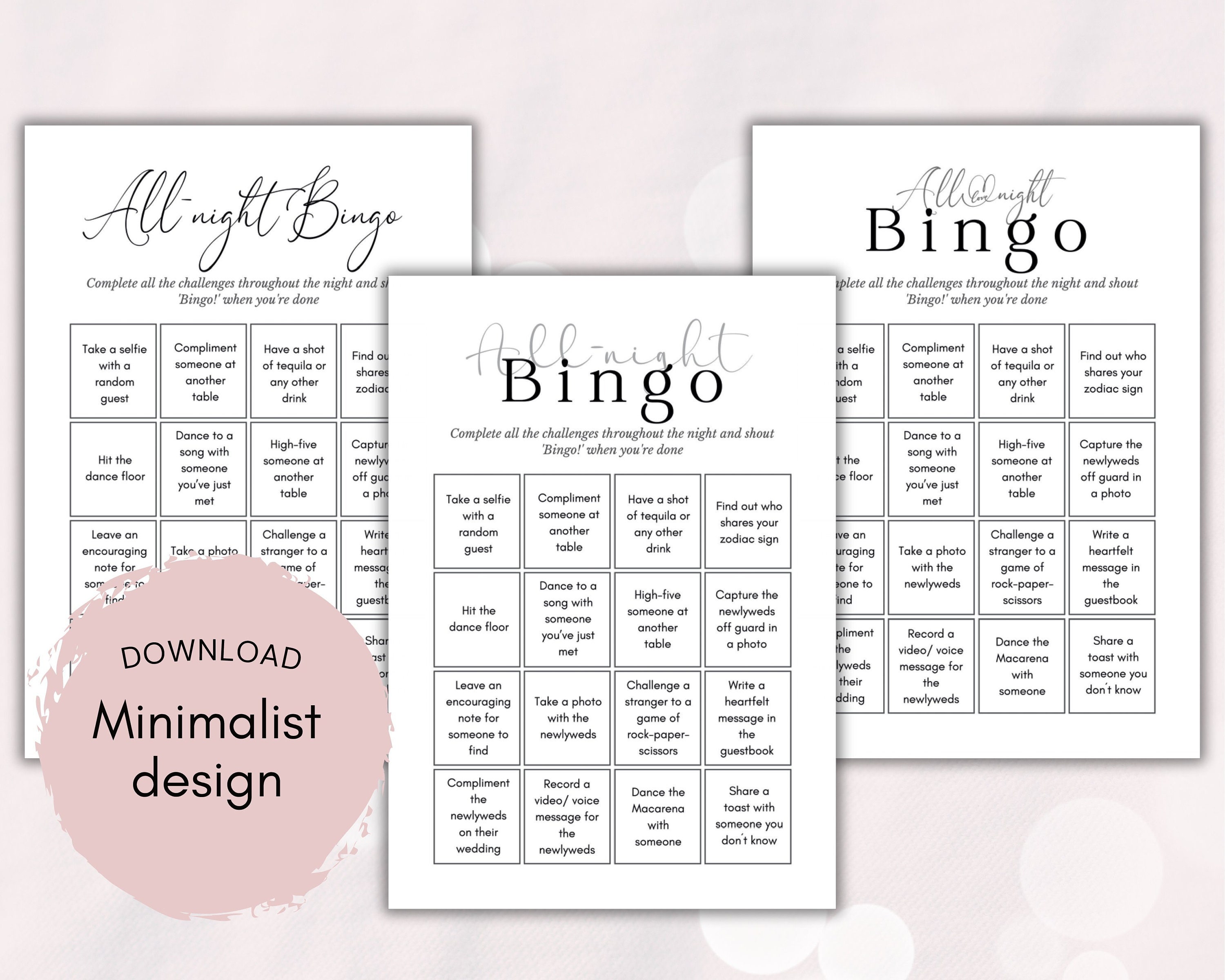 Wedding Bingo Cards Template, Wedding Unique Ideas, Wedding Games ...