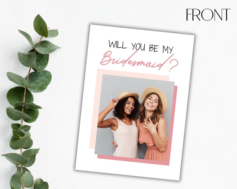 Editable Bridesmaid Photo Card, Bridesmaid Proposal Card, Personalized Wedding Gift, Will You Be My Bridesmaid Template Digital Download image 3