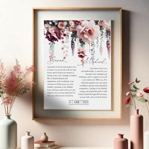 Wedding Vows Boho Wall Art, Unique Anniversary Gift, Wedding Memories, Home Decor Wall Art Template Digital Download image 2
