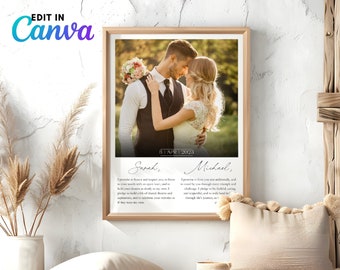 Photo Wedding Vow Canvas, Custom Wedding Vow Art, Marriage Vows Poster, Personalized Home Decor, Unique Anniversary Gift | Digital Download