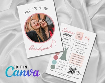 Will You Be My Bridesmaid Proposal Card, Printable Bridesmaid Proposal Template, Be My Maid Of Honor Proposal | Digital Download