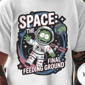 Camiseta divertida de extraterrestre para niños y adultos, camiseta retro de astronauta, regalo gráfico de ciencia ficción, The Final Feeding Ground, camiseta de estilo cómic para él.