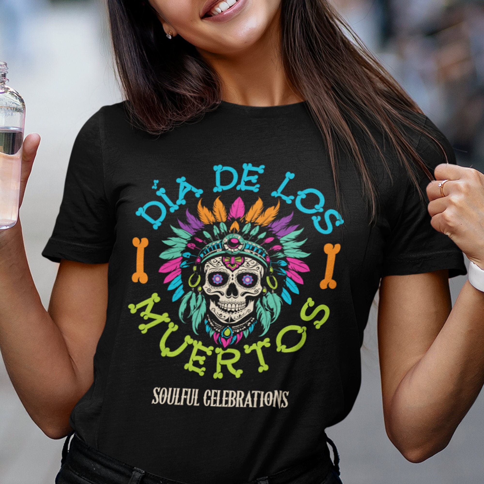Día de Los Muertos shirt, Day of the Dead tshirt, Sugar Skull, Mexican Spanish Holiday, Festive T-Shirt, Skeleton tee, Soulful Celebrations