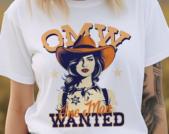 One Man Wanted, OMW Vintage Western Cowboy T-shirt, Wild West Gift, Retro 90s Graphic Western Tee, Western Shirt, Adult Unisex Shirt