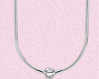 Pandora Moments Snake Chain Charm Necklace, S925 Sterling Silver se adapta al collar de encanto europeo, collar de Pandora compatible, regalo para ella