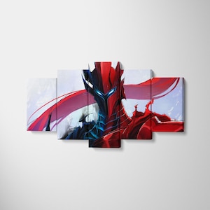 Póster de Solo Leveling "Igris, el Caballero Rojo Sangriento" - Arte mural de anime, decoración de fantasía oscura con espadas