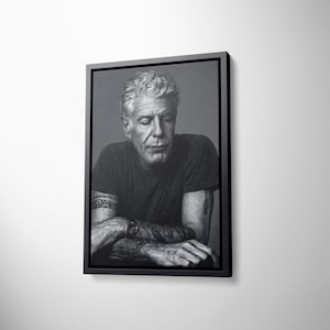 Anthony Bourdain Vintage Canvas, Preto e Branco, Pôster de Impressão Premium, Arte de Parede Anthony Bourdain, Decoração de Parede de Lendas Famosas