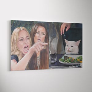 Women Yelling at Cat Meme Poster, Cat Meme Canvas, Blonde Woman Yelling Meme Print, Funny Wall Decor, Cat Wall Art