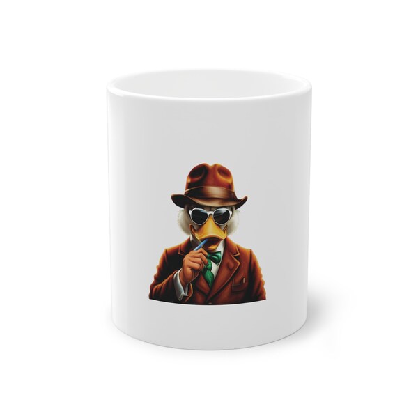 Unique Duck Mug with Sunglasses & Cigar Design - Perfect Coffee Cup for Quirky Animal Lovers, Fun Office Desk Accessory, Gift Idea