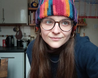 Gorro con orejas de gato arcoiris