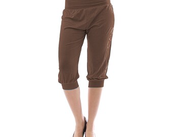 P&R Dancewear LTD Ladies Harem Capri 3-4th length Plain Baggy Pants Casual Summer Wear