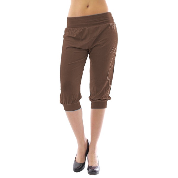 P&R Dancewear LTD Ladies Harem Capri 3-4th length Plain Baggy Pants Casual Summer Wear