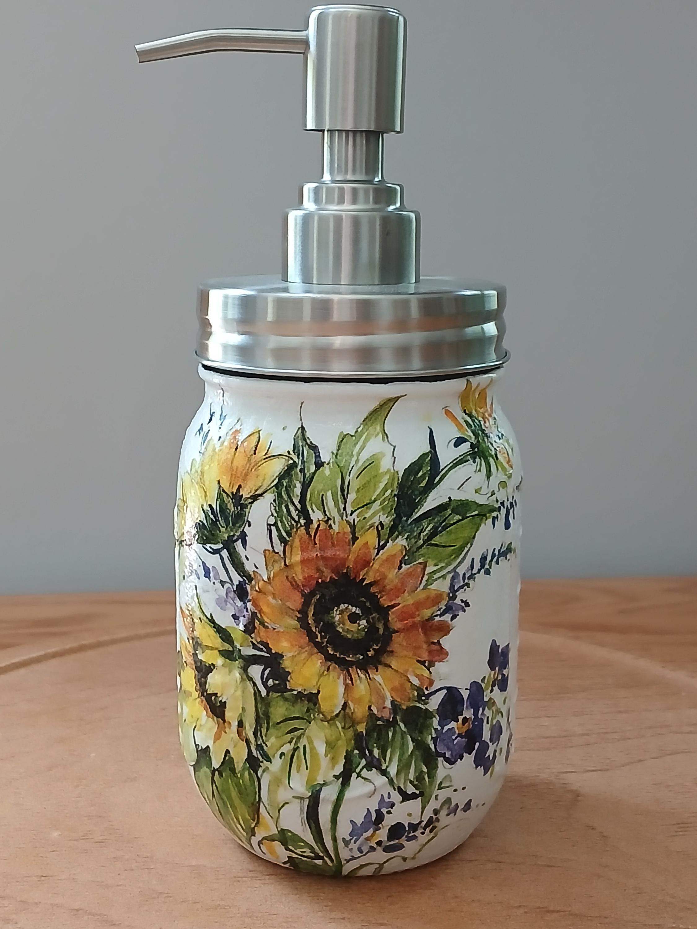 Rustic Refillable Sunflower Rustic Farmhouse Style Mason Jar Soap/lotion Dispenser ...