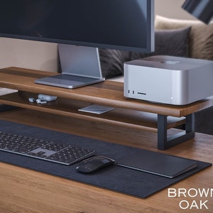 Soporte de monitor premium de madera maciza con estante, elevador de monitor de computadora, soporte de computadora, escritorio de soporte de computadora portátil de madera imagen 1