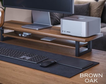 Premium Monitor Stand from solid Wood with Shelf, Computer Monitor Riser, Computer Stand, Wood Laptop Stand Desk