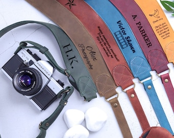 Custom Camera Strap Adjustable Leather Personalized Camera Holder Photographer gift Wedding Neck Strap