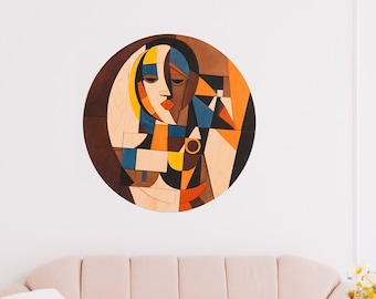 Arte moderno de la pared de madera, arte de la pared de madera grande con estilo moderno de mediados de siglo, arte de la pared de madera de mediados de siglo, regalo del hogar boho Pablo Picasso