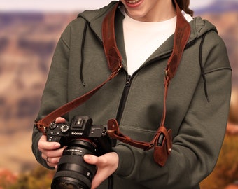 Adjustable Leather Camera Strap Personalized Photographer gift