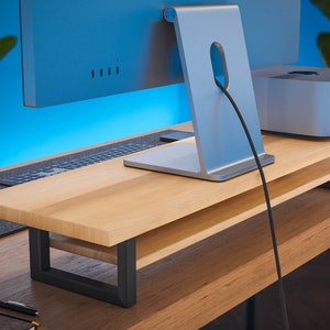 Premium Monitor Stand from solid Wood with Shelf, Computer Monitor Riser, Computer Stand, Wood Laptop Stand Desk image 6
