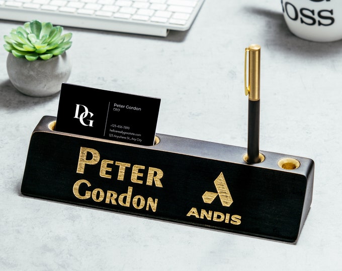 Desk Plaque - Personalized Wood Name Plate for Desk- Custom Name Sign - Professional Gift for Graduation, Promotion, New Job, Men's gift