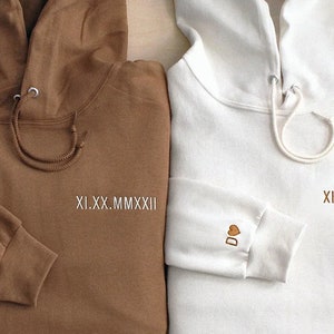Custom Embroidered Roman Numeral Sweatshirt, Personalized Couples Gifts, Anniversary Gifts, Gifts for Him, Gifts For Her