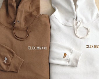Custom Embroidered Roman Numeral Sweatshirt, Personalized Couples Gifts, Anniversary Gifts, Gifts for Him, Gifts For Her