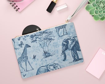 Pochette avec imprimé animaux du zoo safari petit sac à main portefeuille trousse de maquillage