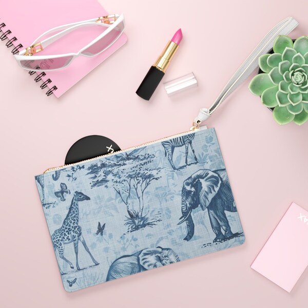 Clutch bag safari zoo animals printed design small purse wallet makeup bag
