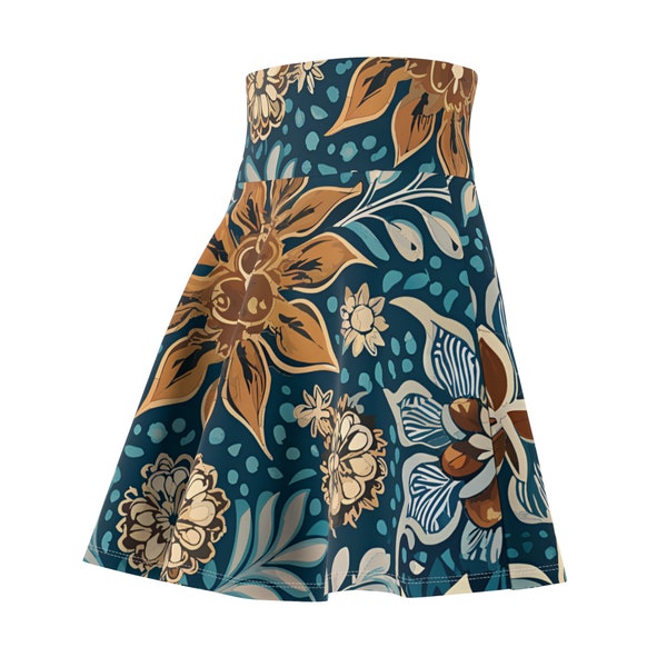 Malaysian Batik Blossom: Traditional-Inspired Skater Dress Women's Skater Skirt