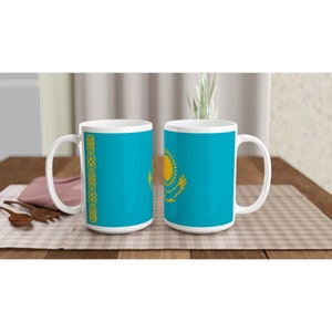 Kazakhstan Country Pride Flag Gift Mug 15oz Ceramic Mug