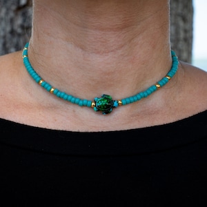 Choker Turtle, Turtle Necklace, Colorful Necklace TurtleGreenChoker