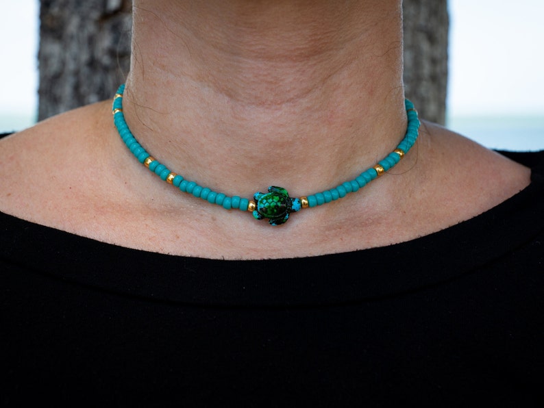 Choker Turtle, Turtle Necklace, Colorful Necklace TurtleGreenChoker
