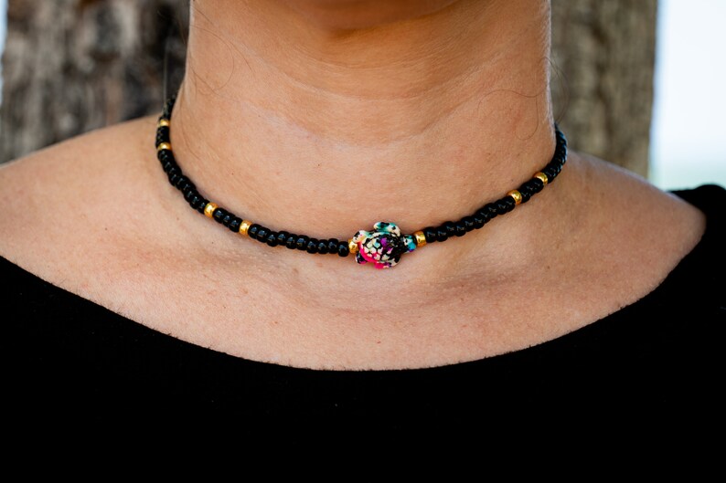 Choker Turtle, Turtle Necklace, Colorful Necklace TurtleBlackChoker